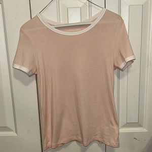 American eagle baby pink shirt with white trim size: small